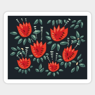 Abstract Red Tulip Floral Pattern Sticker